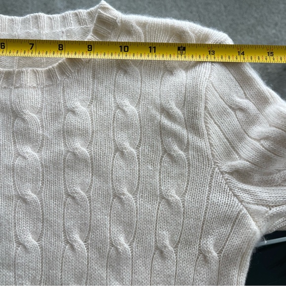 Ralph Lauren Cable Knit Cashmere Sweater Womens Small Ivory Old Money Academia - Picture 6 of 8